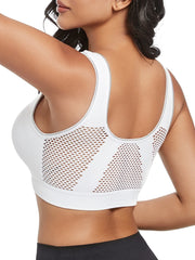 Women's Plus Size Sports Bra Mesh Wireless Breathable Light Support Yoga Running