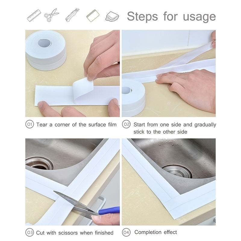 Self-Adhesive Caulk Tape for Bathroom and Kitchen Sealing, Waterproof, Flexible