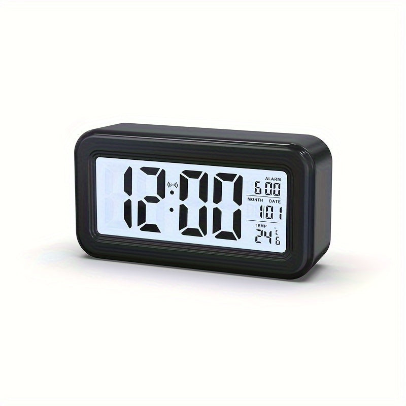 Digital Alarm Clock with Backlit LCD Silent Design Date and Temperature Function