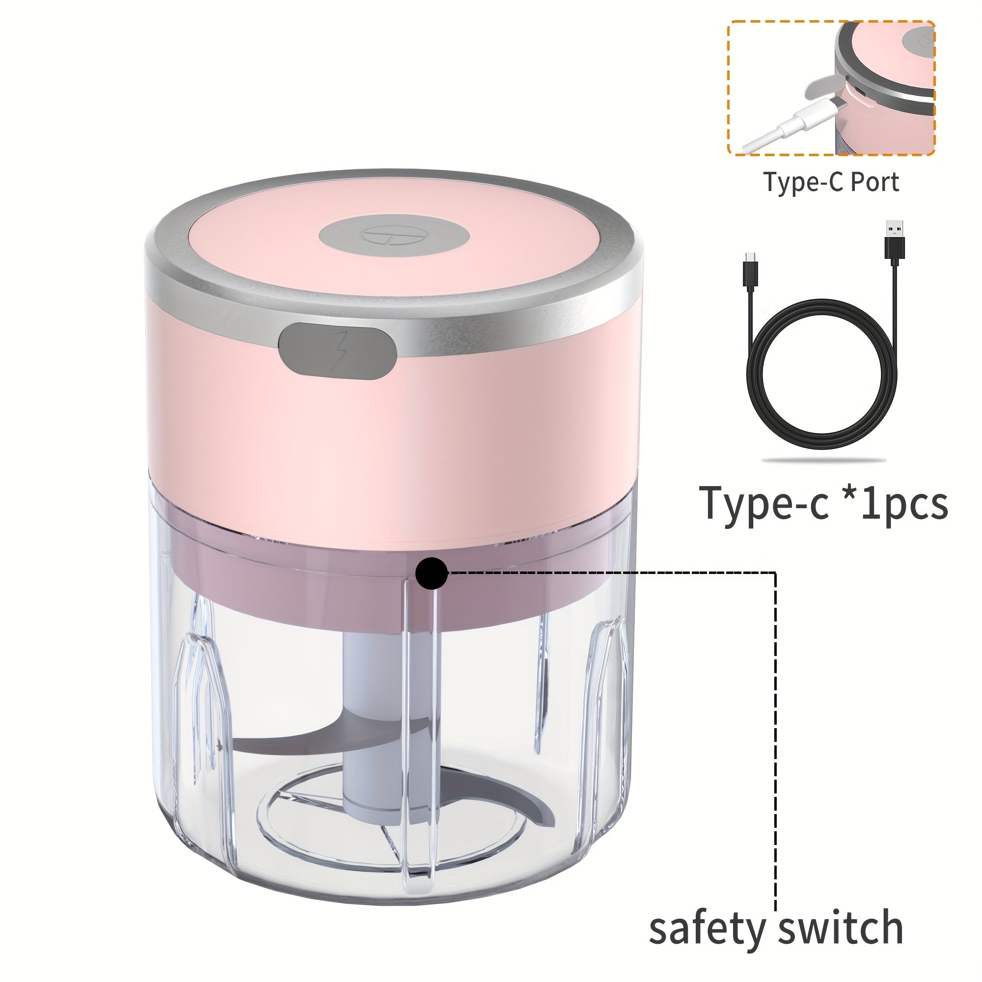 8.45oz Compact Electric Garlic Crusher Meat Grinder USB Rechargeable Mash Tool