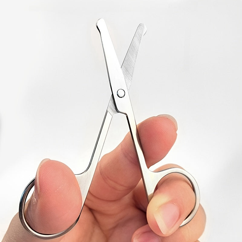 Pack de 3 tijeras pequeñas de acero inoxidable curvas y redondeadas para cejas, barba, bigote y rostro