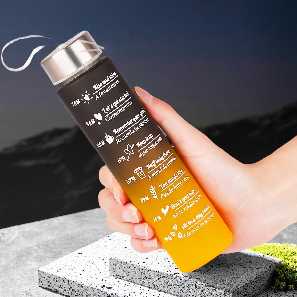 10oz gradient rangli suv shishasi, toʻqilgan tashish kamar bilan, oqib ketmaydigan, sayohat uchun portativ, yugurish va velosiped uchun