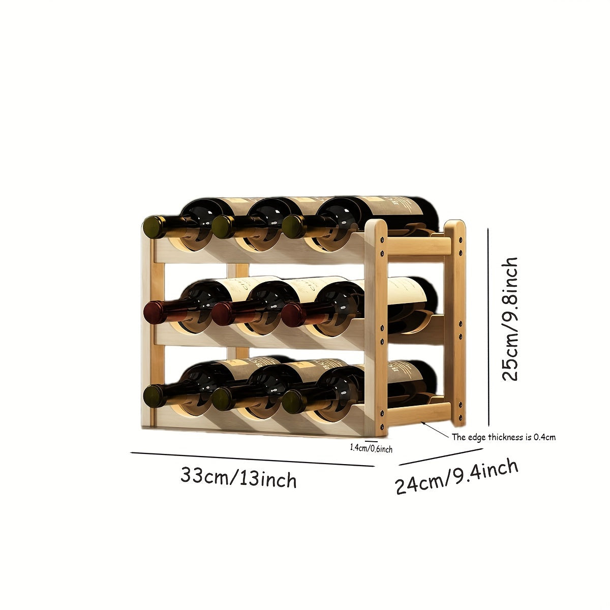 Wood Tiered Wine Bottle Holder with 2/3/4 Tiers Stackable Lacquered