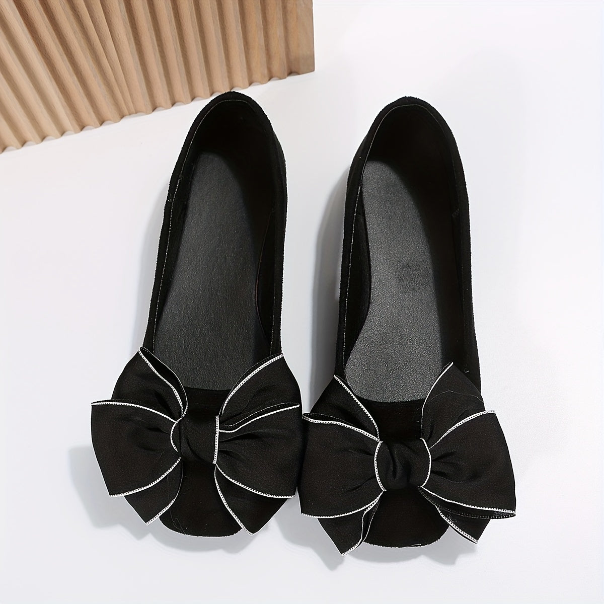 Zapatos planos para mujer con lazo, punta cuadrada, sin cordones, ligeros y cómodos de tela