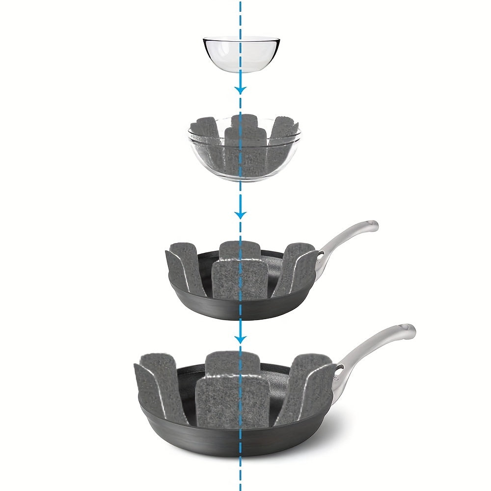 Набор из 12 многоуровневых войлочных подставок для посуды - антипригарные, устойчивые к царапинам коврики для кухонной утвари и хранения.