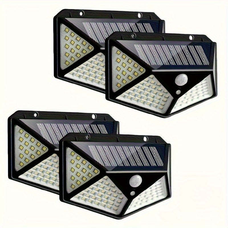 Luces solares de pared para exteriores con 100 LED cada una, sensor de movimiento, aplique desmontable