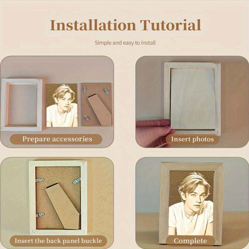 Уникальная индивидуальная художественная гравированная деревянная фоторамка - идеальный подарок на годовщину, день рождения, свадьбу или День святого Валентина. Отлично подходит для домашнего декора и настольной экспозиции в качестве ценного сувенира.