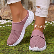 Women's White Slip-On Sneakers Breathable Fabric Lightweight Sole