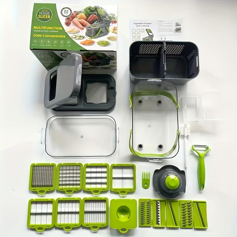 Kitchen Vegetable Cutter Set with 13 Blades, Egg White Filter, Hand Protector