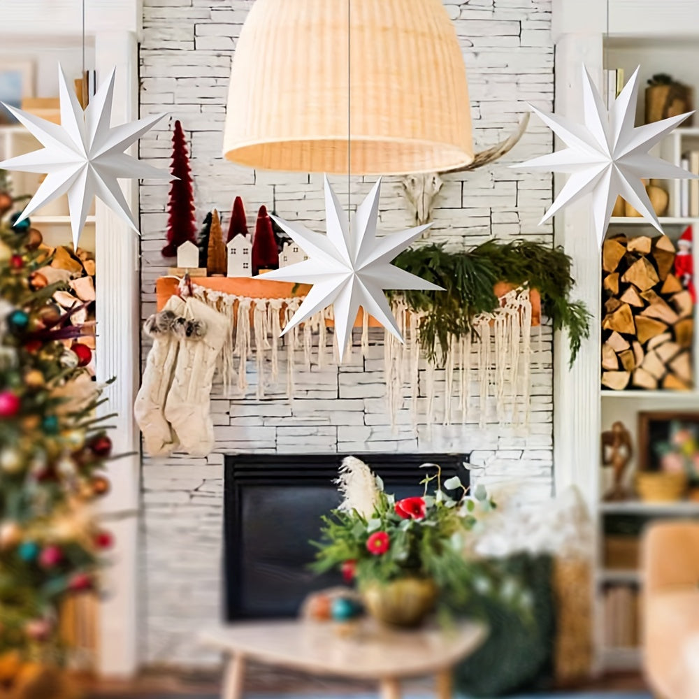 White 9-Pointed Star Paper Lantern 12 Inch for Weddings Parties and Decor