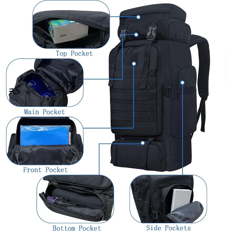 75L Camo suv o'tkazmaydigan, dog'ga chidamli, sayohat uchun sumka, sozlanadigan kamarlar bilan