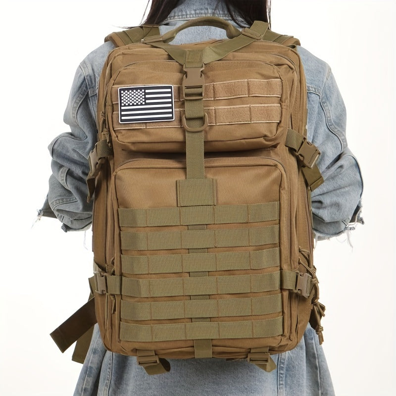 50L suv o'tkazmaydigan Oxford matodan tayyorlangan sayohat sumkasi, MOLLE tizimi bilan, ochiq havoda faoliyat uchun