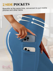 Leggings de talla grande con cintura alta y bolsillos, de poliéster elástico y elastano