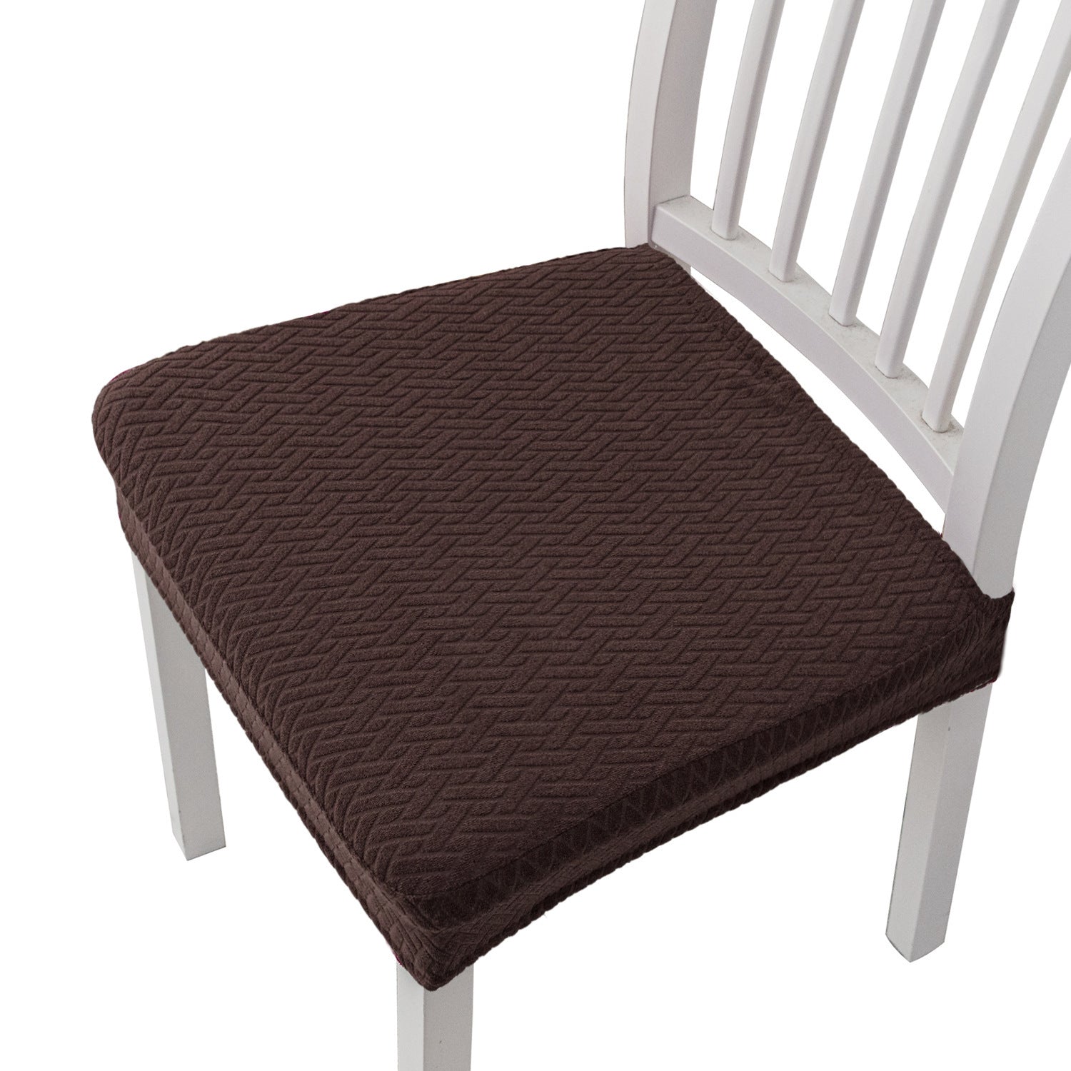 Stretchable Solid Color Chair Cushion Cover Elastic Fit for Dining Chairs Machine Washable Polyester
