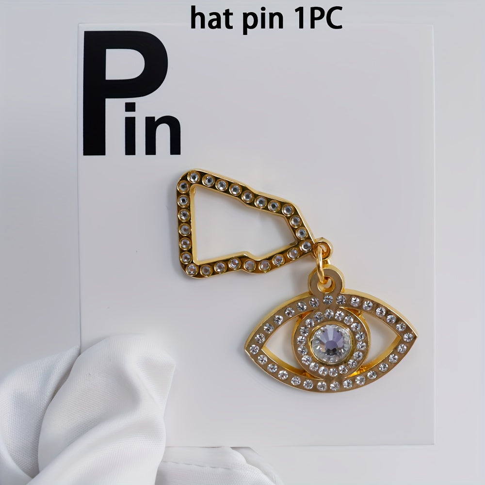 Sparkling Brooch Hat Pin and Chain Set for Women, New Year Gift