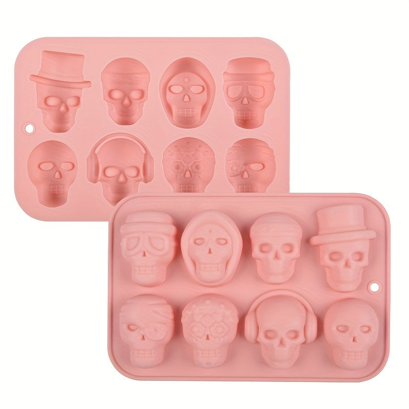 Skull Silicone Mold Tray 8 Cavities for Chocolate Cake Jelly Ice Cubes