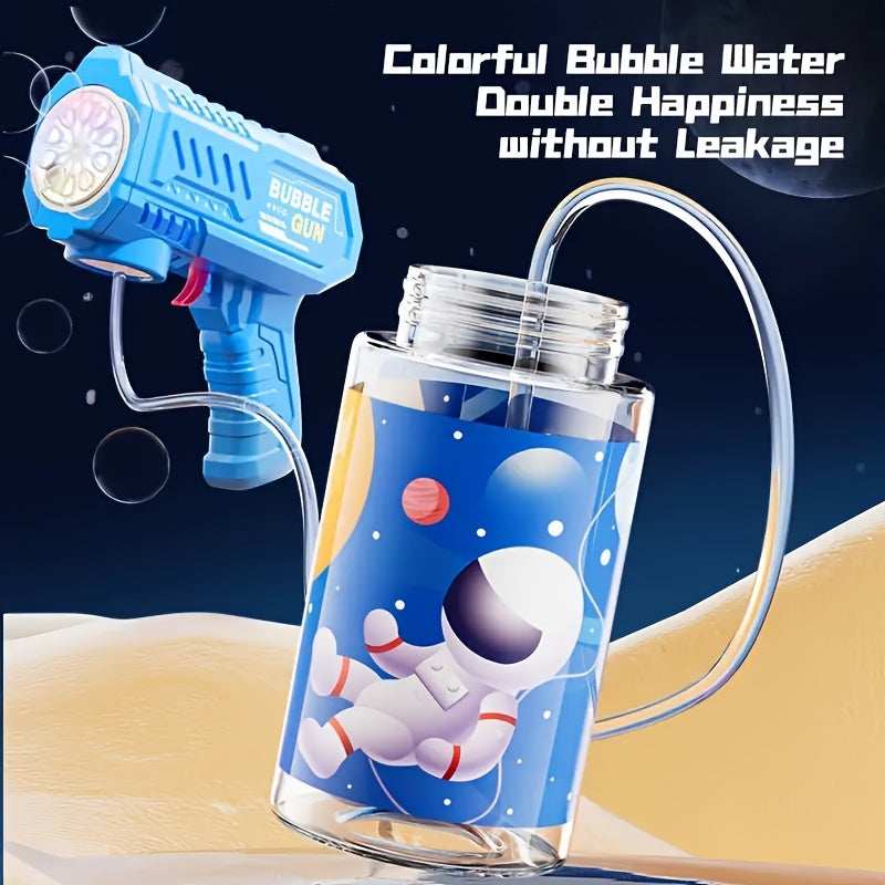Kids Bubble Gun Toy with LED Lights, 10-Hole Plastic Blaster for Ages 3-12