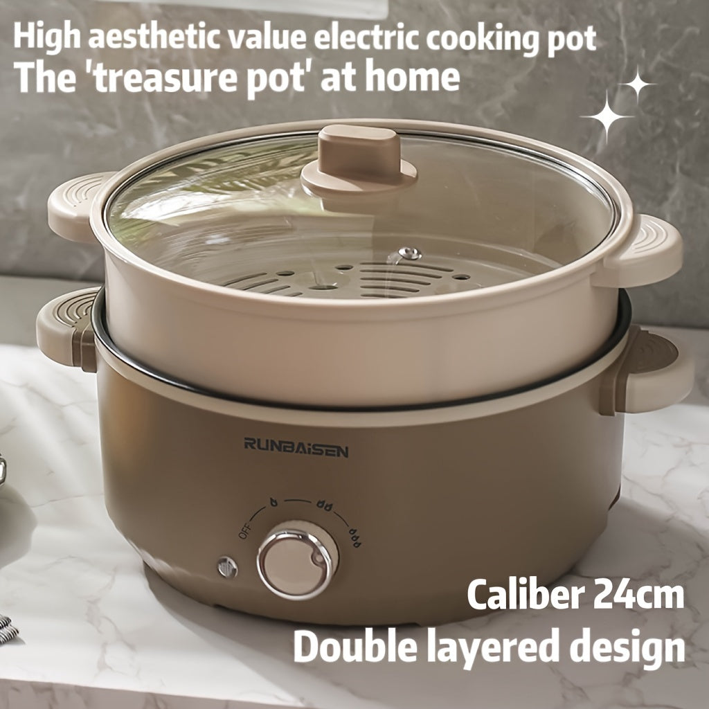 Электрический горячий горшок с двойным слоем 24 см для домашнего использования и вечеринок