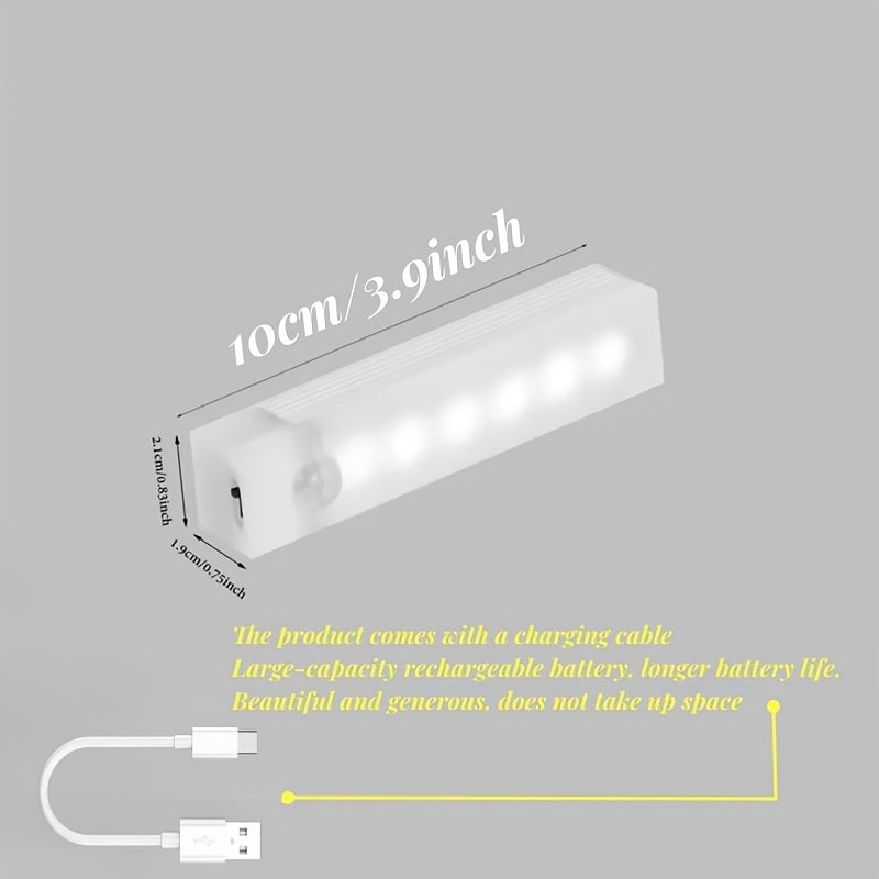 LED Motion Sensor Cabinet Light Wireless Rechargeable Under Counter Closet Night Lighting