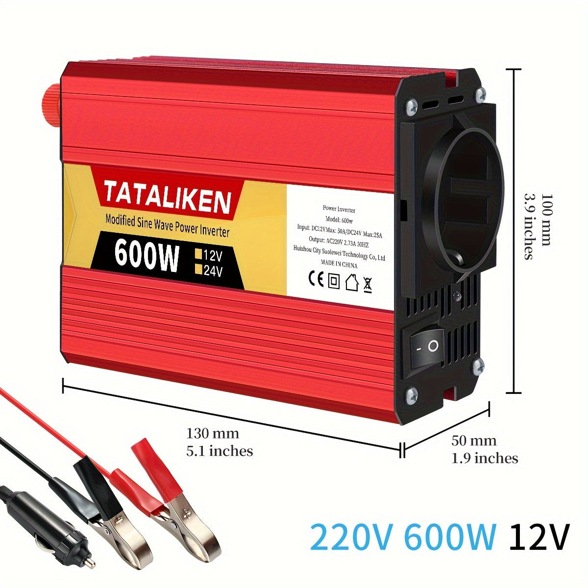 2500W Car Power Inverter DC 12V to AC 220V with USB Charger for RV Travel