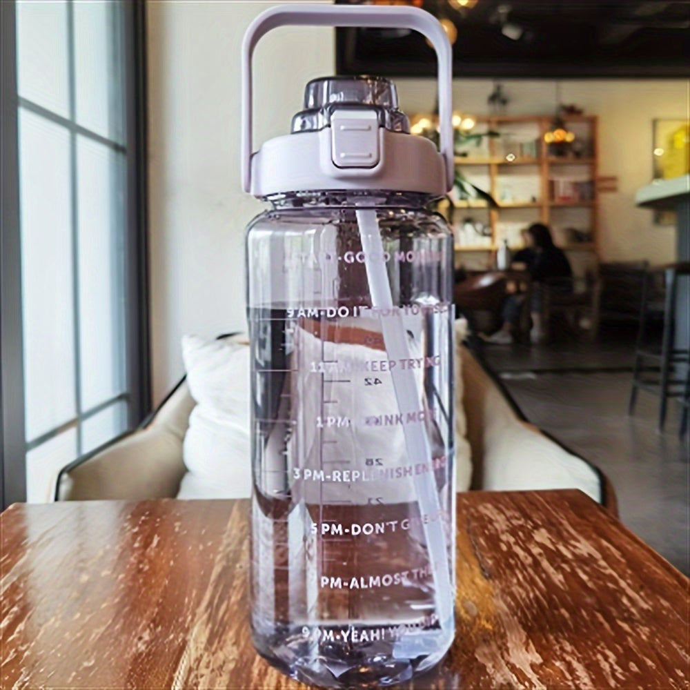 Large Capacity Sports Water Bottle with Straw 2000ml Leak-Proof Durable PC
