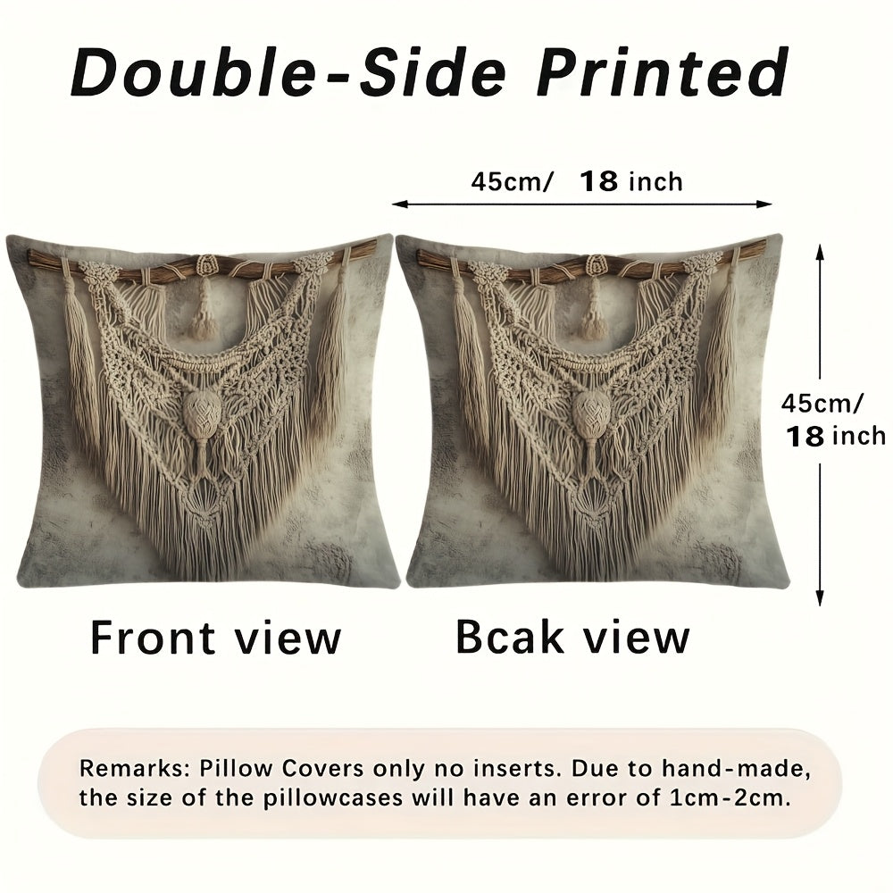 Fringe Throw Pillow Cover Zippered Washable Decorative for Holiday and Office