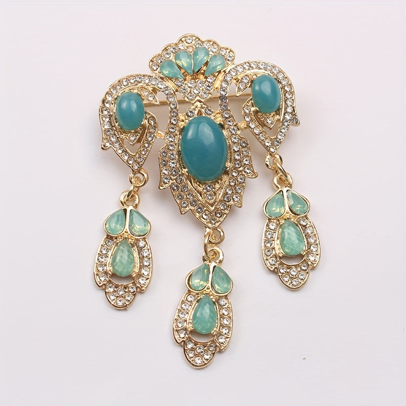 Retro Style Brooch Water Opal Elegant Pin for Women's Attire