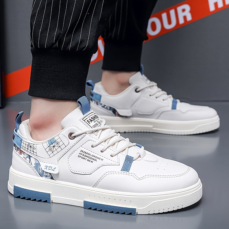 Men's Casual Skate Shoes Non-Slip Lace-Up Low Top PU Canvas All-Season