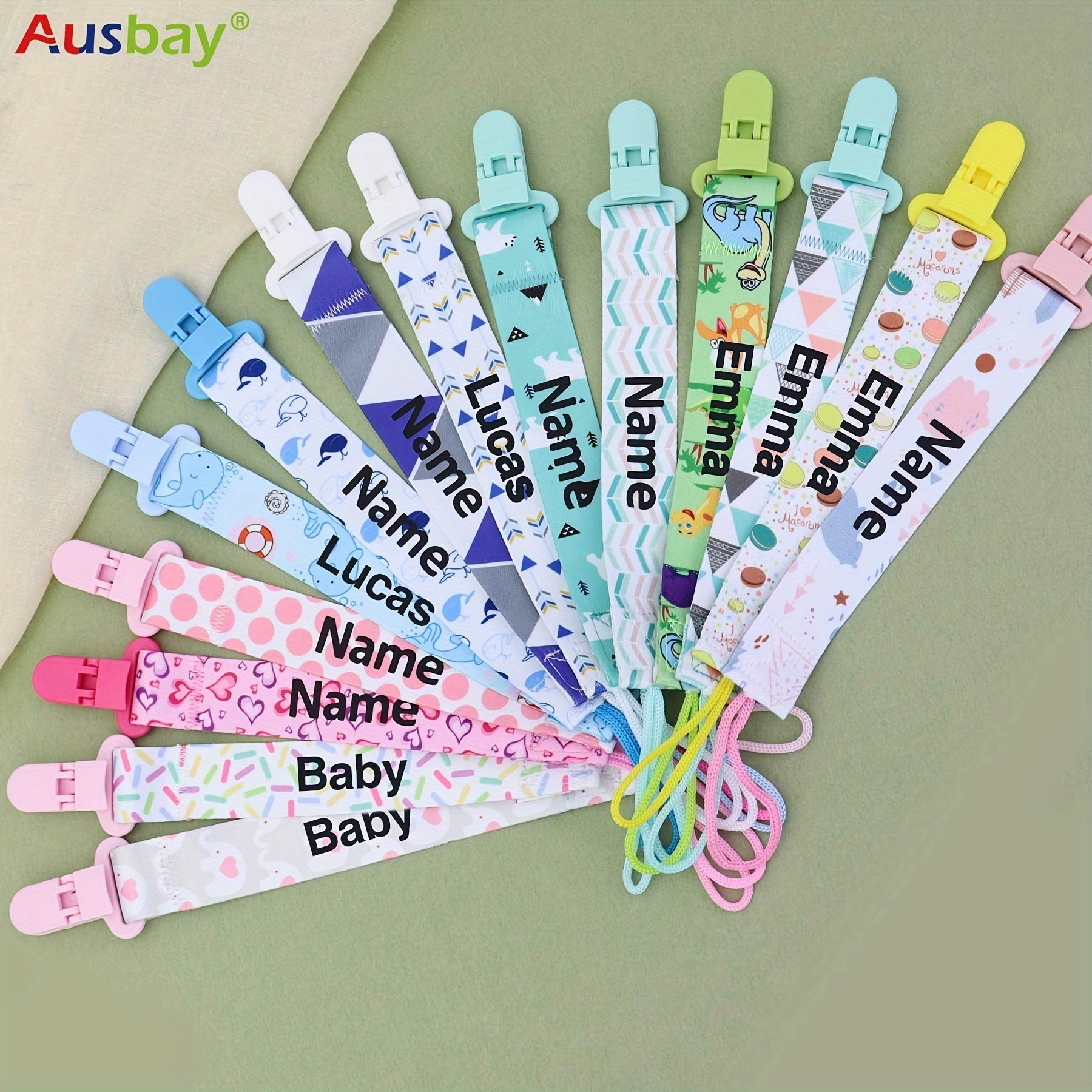 Set of 4 Personalized Baby Pacifier Clips for Boys and Girls, Universal Soother Holders