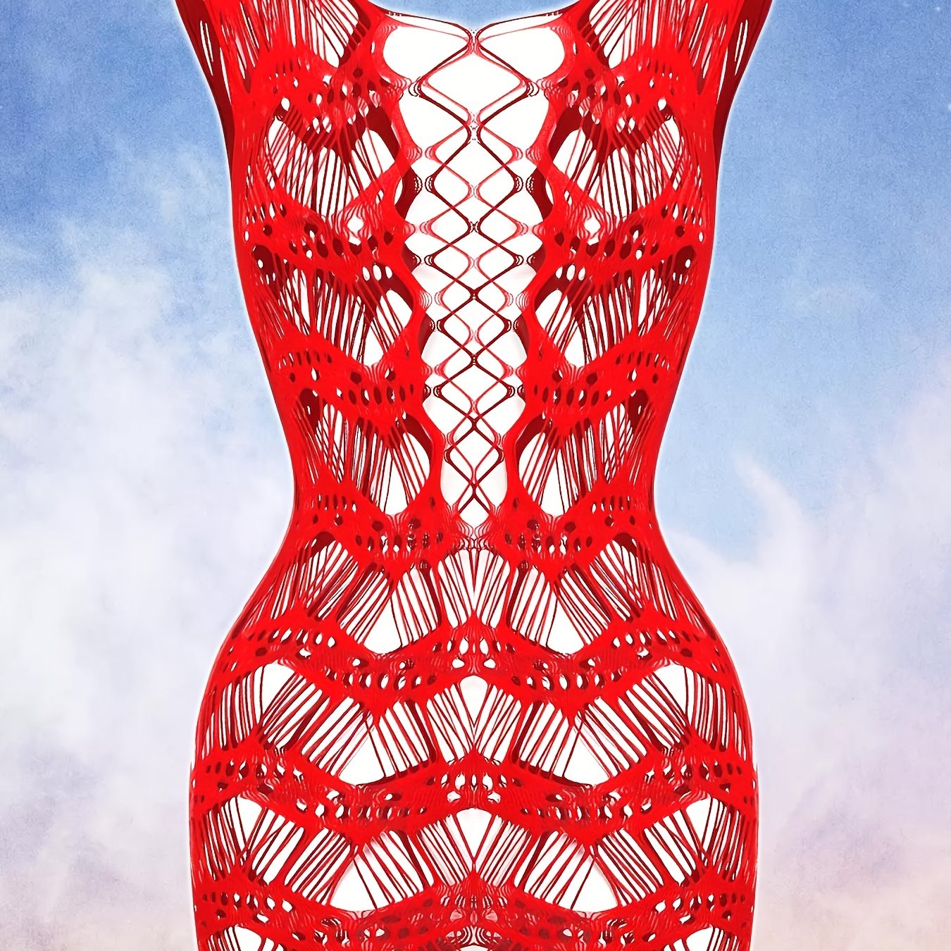 Women’s Sexy Lingerie Short Dress with Ripped Straps and Hollow Out Design