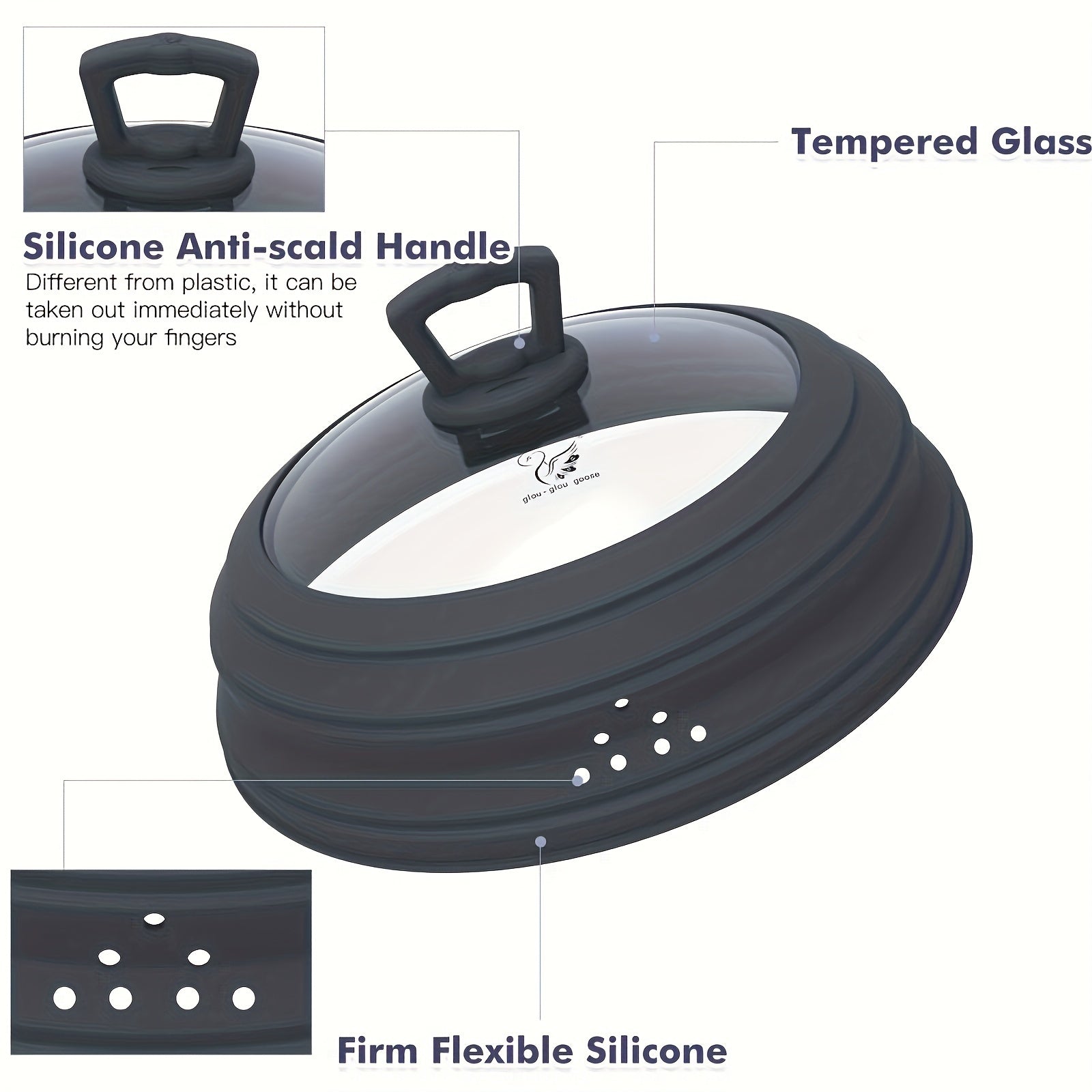 Microwave splatter guard lid with vent for 15.24-27.94 cm plates microwave safe