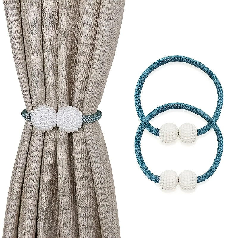 Two Pieces Modern Polyester Curtain Tie Backs Silver Finish Window Drapery Holdbacks