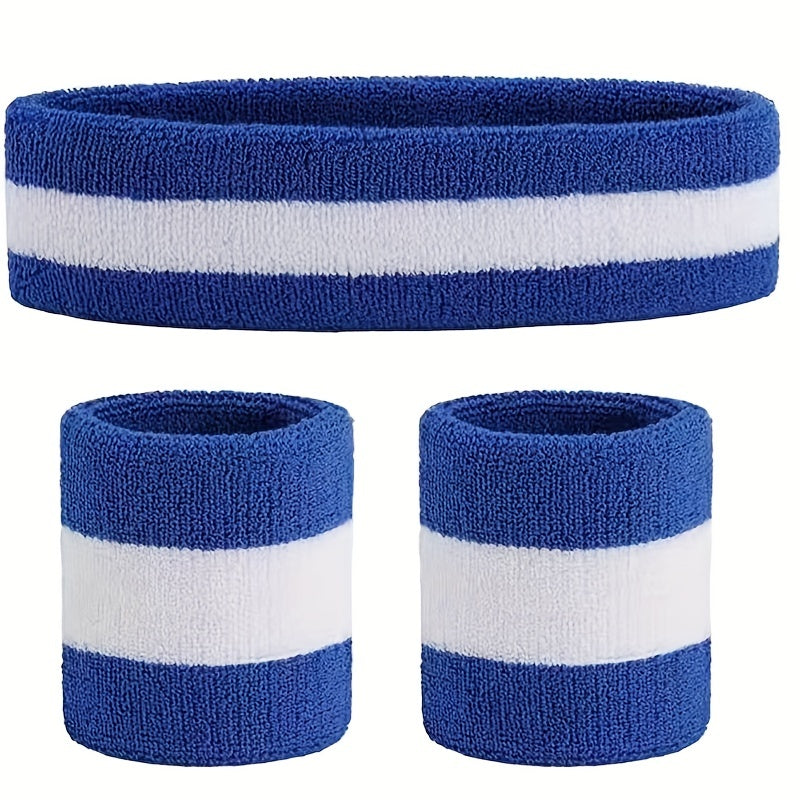 Unisex Cotton Sports Headband and Wristband Set for Yoga and Fitness