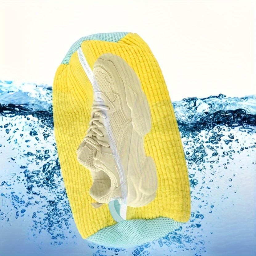 Set of 2 Washable Knit Fabric Laundry Bags for Shoes and Travel