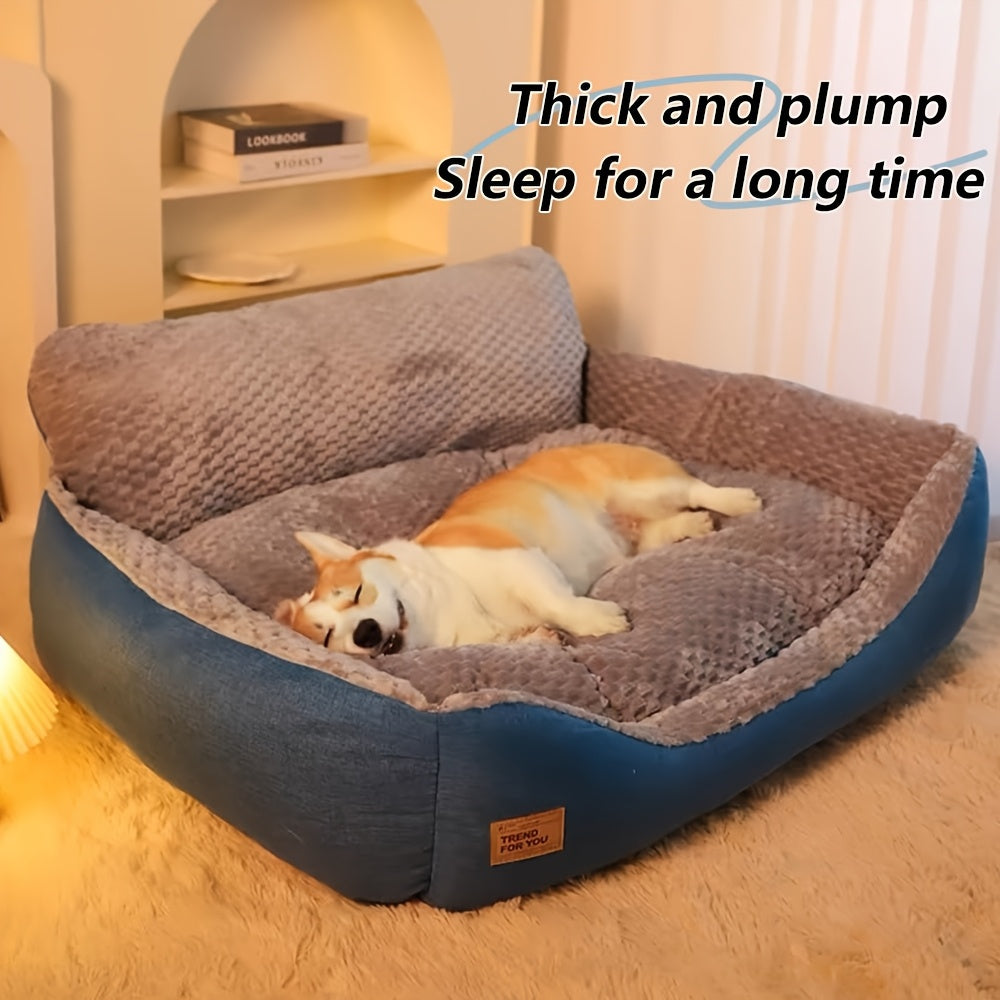 Luxury Plush Pet Sofa Bed for Cats and Dogs with High Backrest and Easy Cleaning