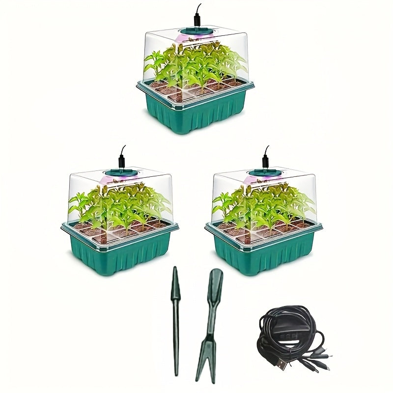 Seed Germination Kit with Growth Tray and LED Grow Light for Indoor Gardening
