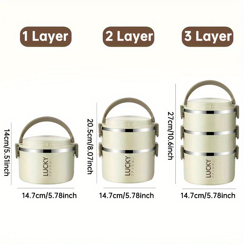Insulated Stainless Steel Lunch Box with Lid and Handle Leak-Proof Thermal Food Container for School Office Camping