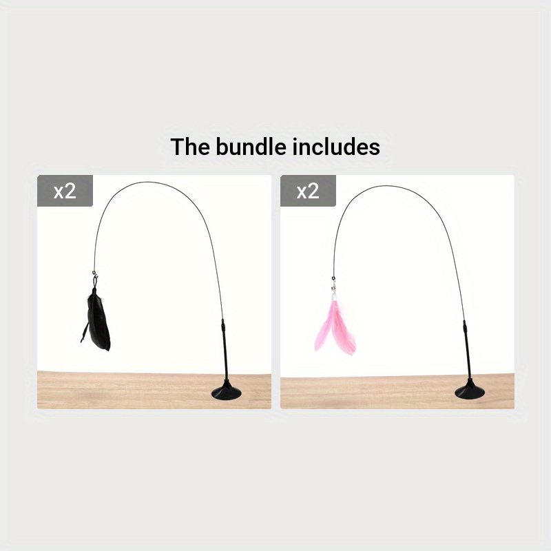 Feather Cat Teaser Stick Toy with Bell and Suction Cup for Interactive Play