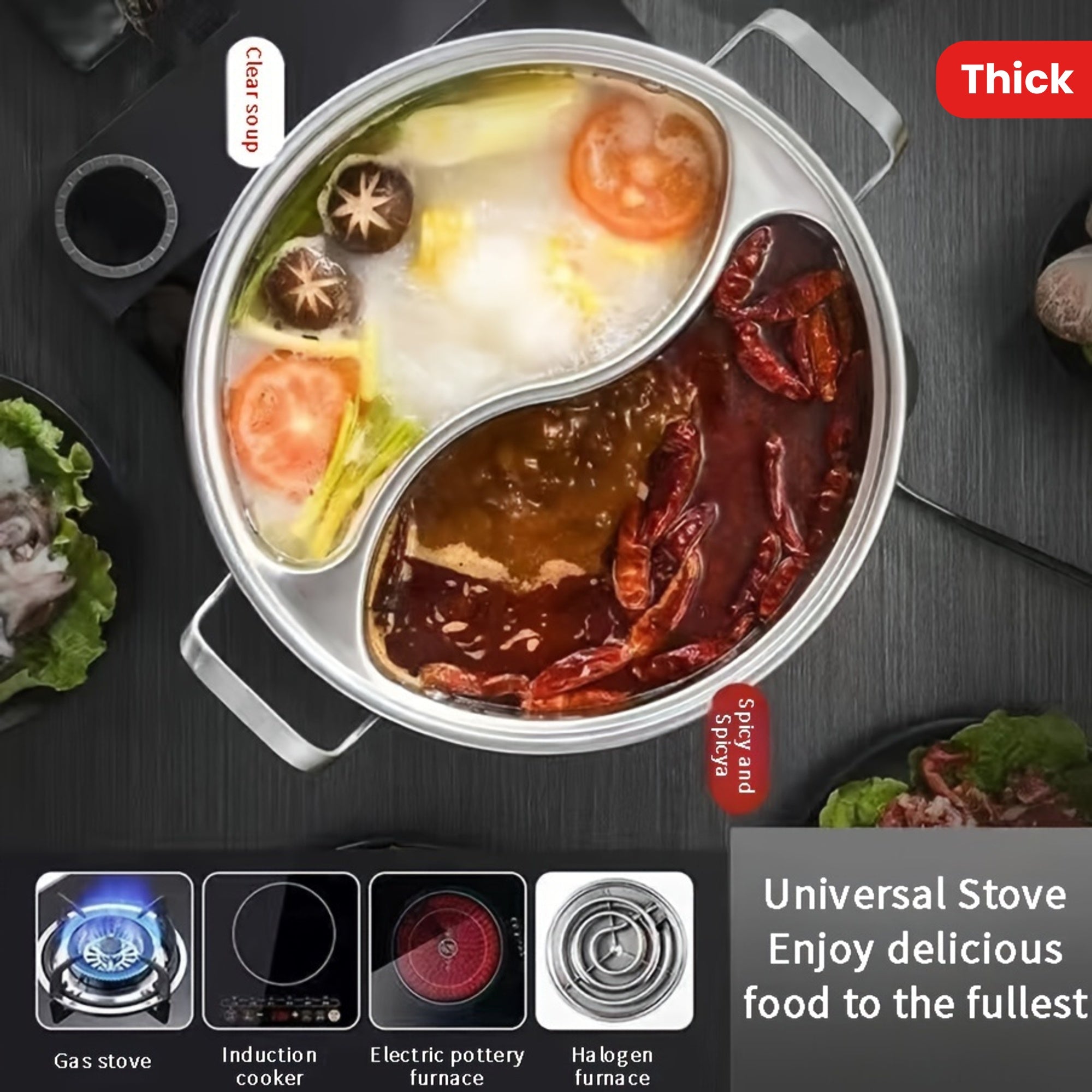 Stainless Steel Stockpot 32cm with Divided Chambers for Induction Cooktops