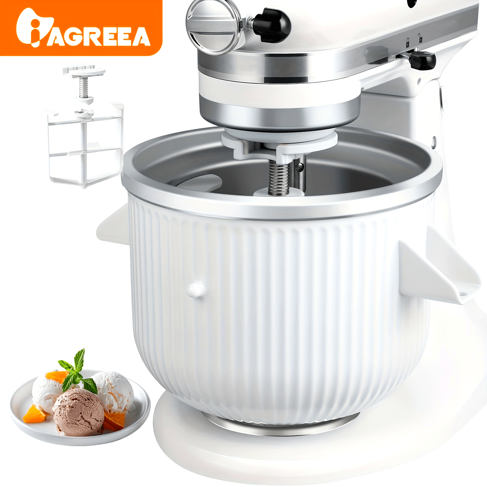 Ice Cream Maker Attachments for Stand Mixer Frozen Yogurt Sorbet 4.5QT-6QT