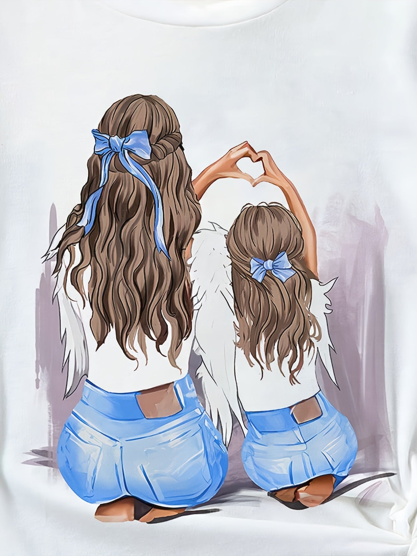 Girls' Summer Cartoon Portrait Knit T-Shirt with Crew Neck and Short Sleeves