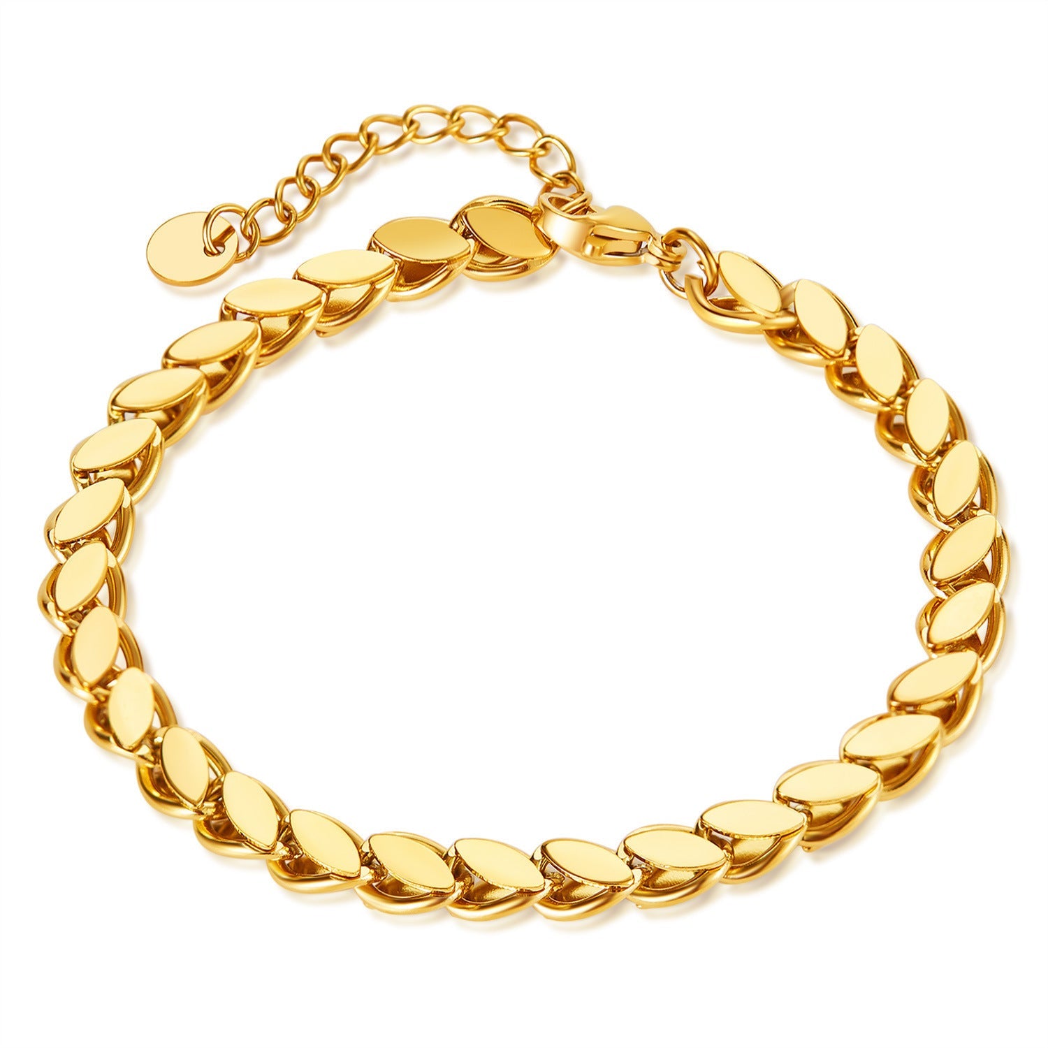 Unisex Gold-Plated Titanium Steel Link Chain Bracelet Gothic Style Daily Wear Gift