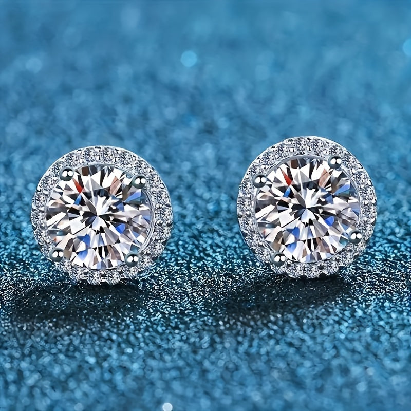 Sterling Silver Stud Earrings Cubic Zirconia for Women Gift