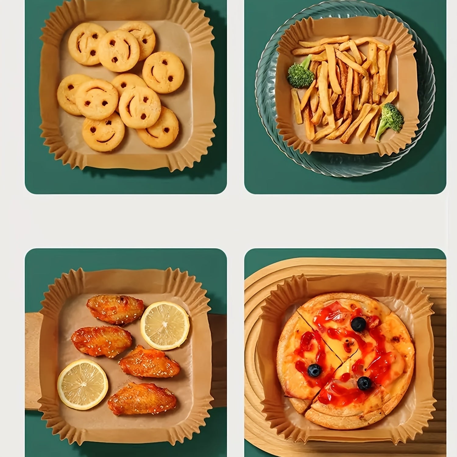 50 упаковка одноразовых подкладок для фритюрниц, которые не прилипают, прямоугольные бумажные формы для выпечки, жаропрочные корзины, безопасные для использования в духовке, без химикатов кухонные гаджеты для выпечки и кулинарных аксессуаров