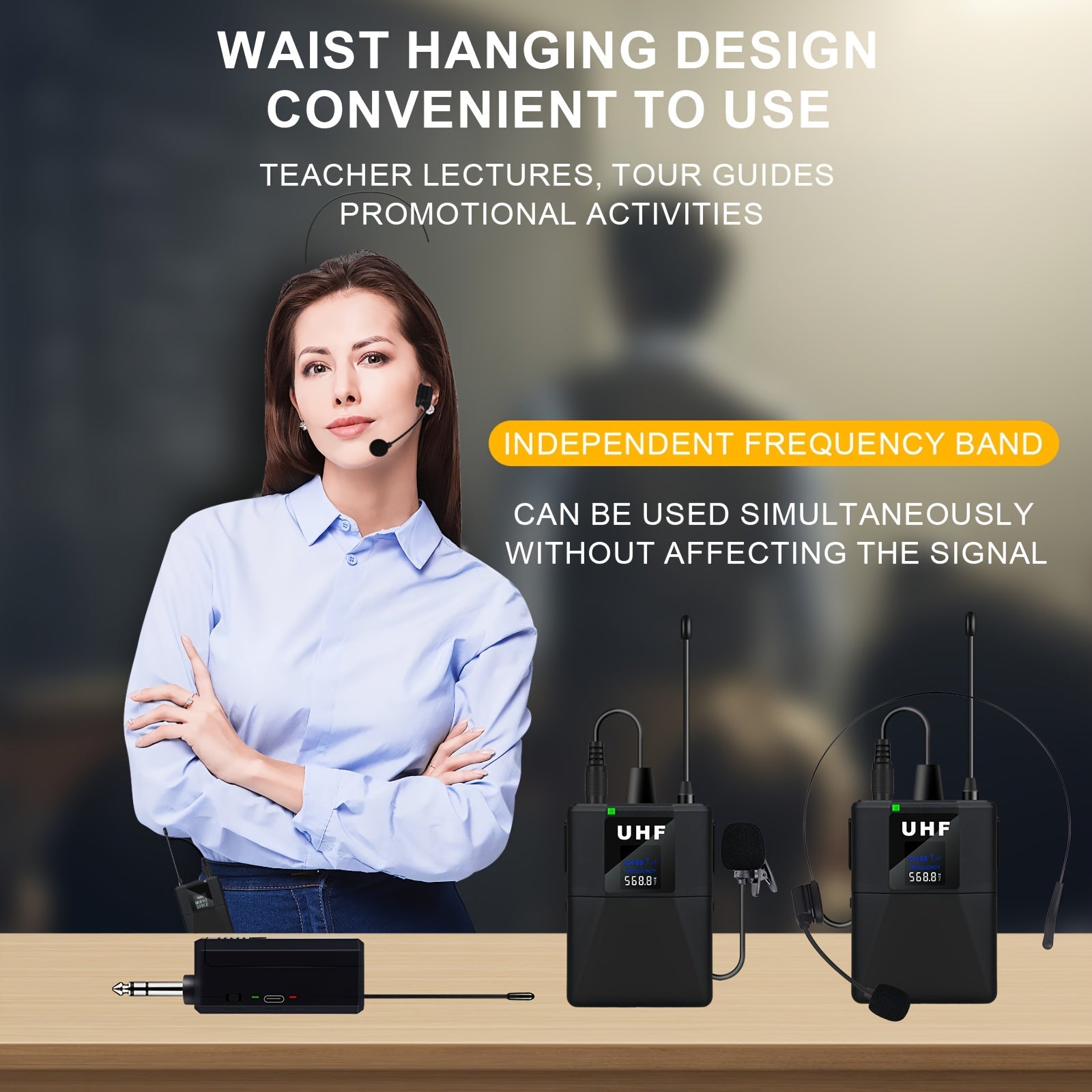 Wireless Dual-Channel Lavalier Microphone System for Cameras Interviews Phone Recording