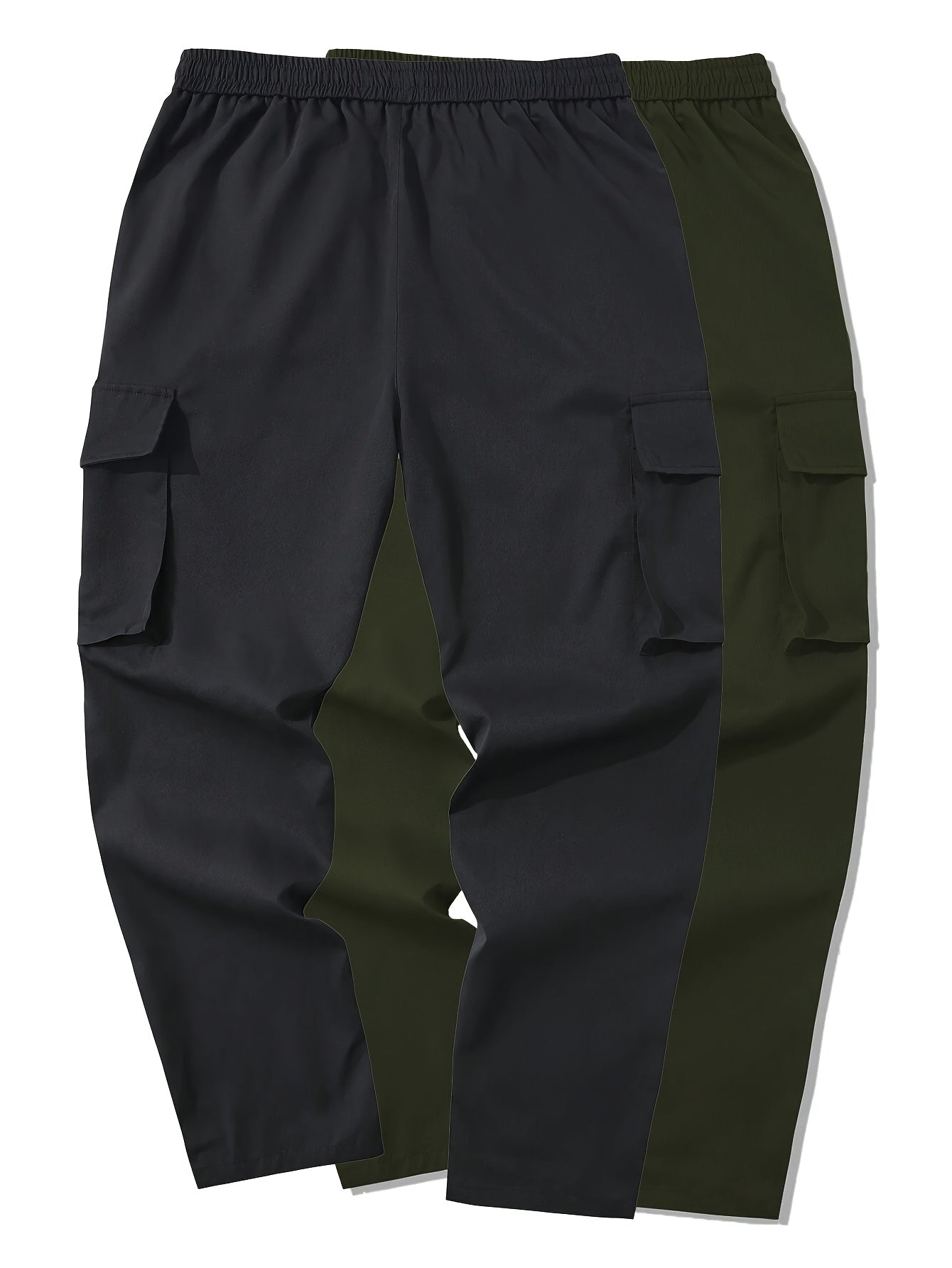Men's Cargo Pants Black Gray Woven Polyester Regular Fit Drawstring Waist All-Season Casual Outdoor
