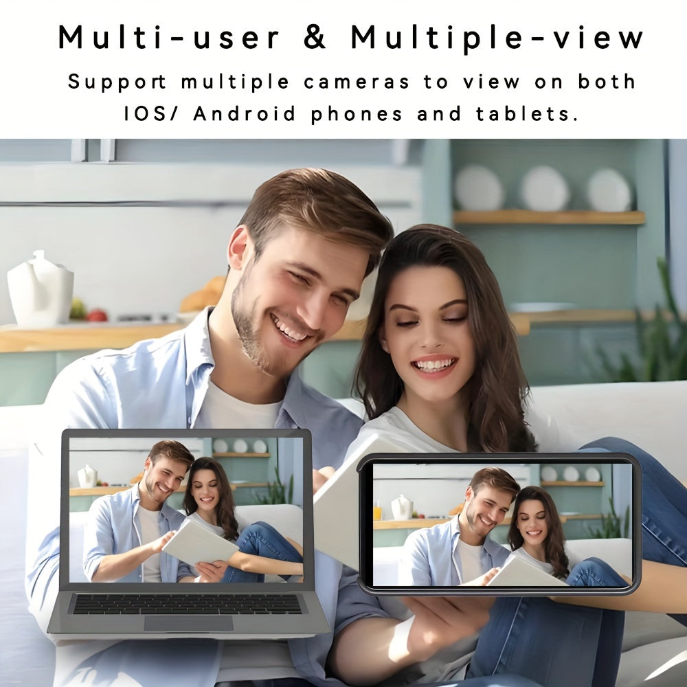 Harakatni aniqlash, tungi ko‘rish va metall turga ega simsiz WiFi mini xavfsizlik kamerasi. Ichki uy hayvonlarini kuzatish uchun ideal. Oson o‘rnatish. Rang: qora.