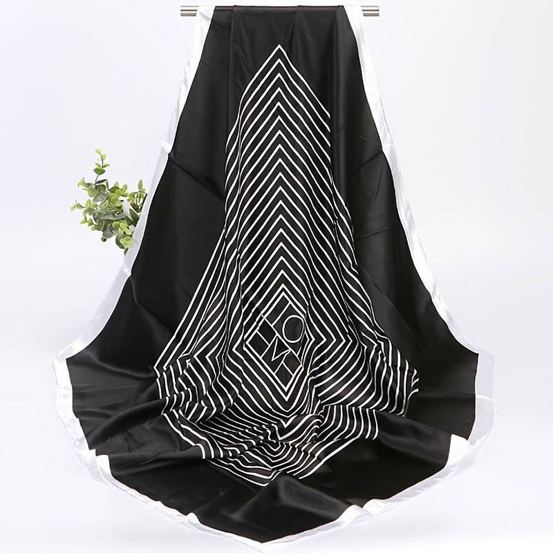 Модный винтажный шарф с полосатым принтом, имитация шелка, квадратный