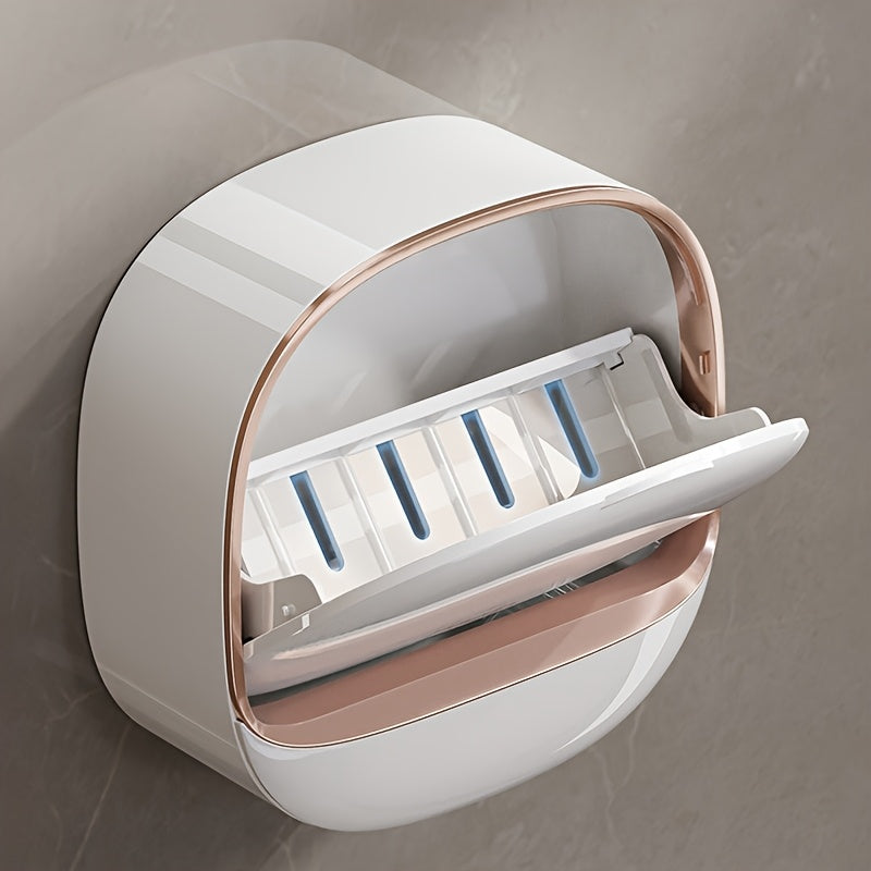 Wall-Mounted Bathroom Soap Holder with Drain Tray Double Layer Plastic Storage Rack