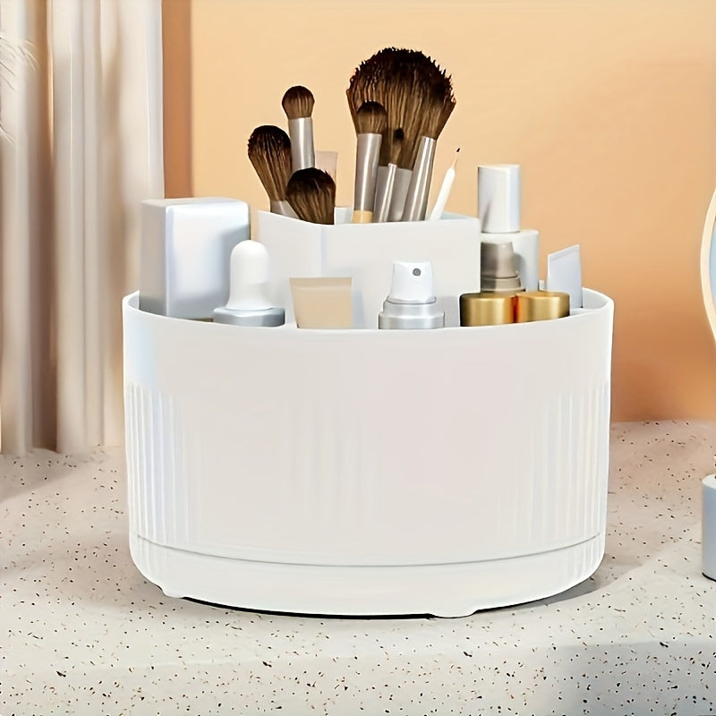 Rotating Makeup Organizer with Glossy ABS Plastic for Countertop Storage